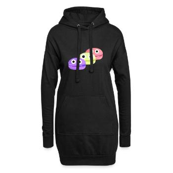 macarons,gebäck,kekse,comic - Hoodie-Kleid - Schwarz - Vorne