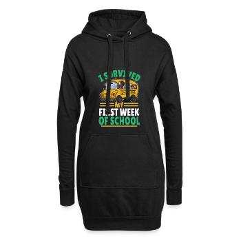 Studentenleben, Schulstart, Schule überlebt - Hoodie-Kleid - Schwarz - Vorne