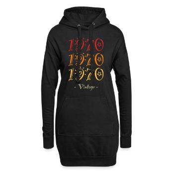 Jahrgang 1970 - Hoodie-Kleid - Schwarz - Vorne