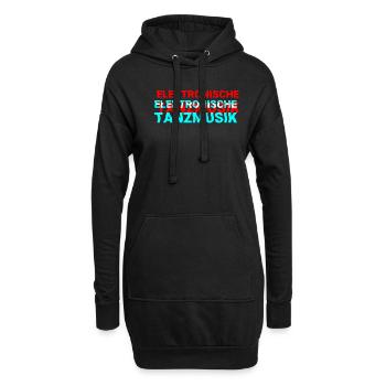 Elektronische Tanzmusik - Hoodie-Kleid - Schwarz - Vorne