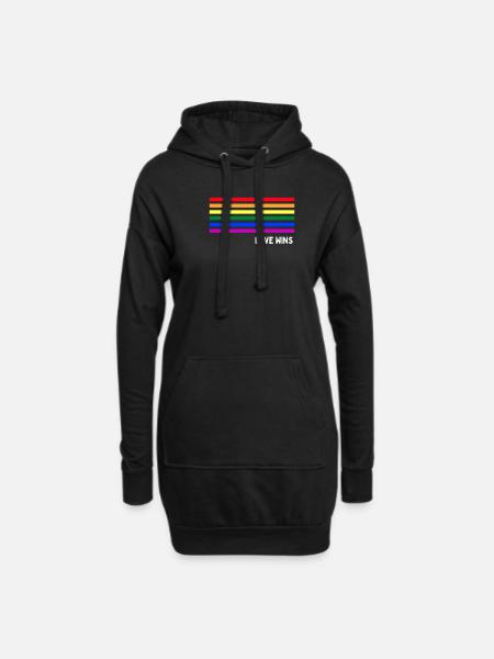 lgbtq, lgbt, gay pride, schwul, regenbogen, pride - Hoodie-Kleid - Schwarz