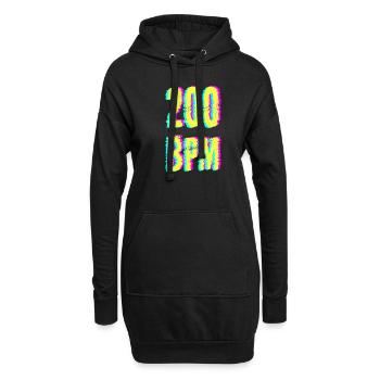 techno rave bpm dj festival electro hardstyle - Hoodie-Kleid - Schwarz - Vorne