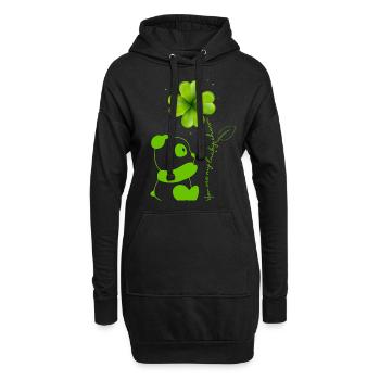 You Are My Lucky Charm Panda Kleeblatt - Hoodie-Kleid - Schwarz - Vorne