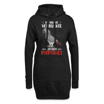 Papageien - Hoodie-Kleid - Schwarz - Vorne