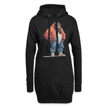 Streetart Gorilla Urban Rap Street Affe - Hoodie-Kleid - Schwarz - Vorne