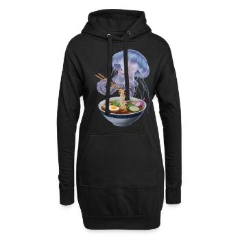 Quallen Ramen - Hoodie-Kleid - Schwarz - Vorne