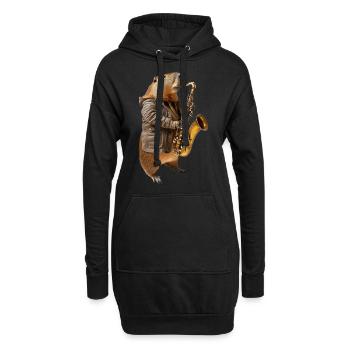 Capybara Saxophon - Hoodie-Kleid - Schwarz - Vorne