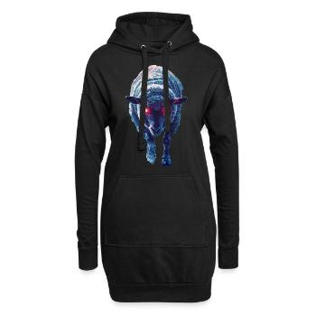 Schaf - Hoodie-Kleid - Schwarz - Vorne