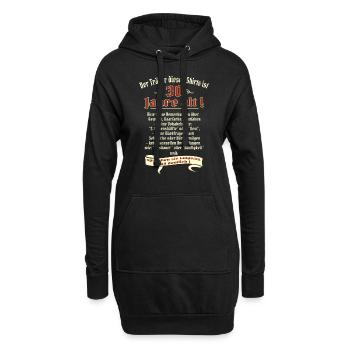 Geburtstags Shirt Träger 30 Jahre alt RAHMENLOS - Hoodie-Kleid - Schwarz - Vorne