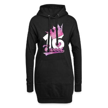 DOUX 16 ANS 16ÈME ANNIVERSAIRE - Sweat-shirt à capuche long Femme - noir - Devant
