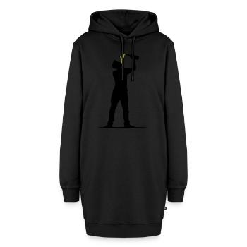 Trinker Bier - Hoodie-Kleid - Schwarz - Vorne - AI Model Female 172 light (172cm)