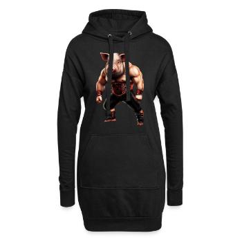 Wrestler Schwein - Hoodie-Kleid - Schwarz - Vorne