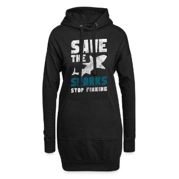 Grand plongeur d’ailerons de requin blanc - Sweat-shirt à capuche long Femme - noir - Devant