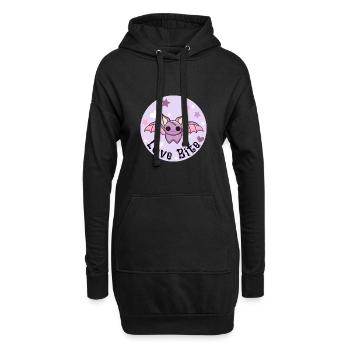 Love Bite. Kawaii Bat. Halloween Vampire. - Hoodie Dress - black - Front