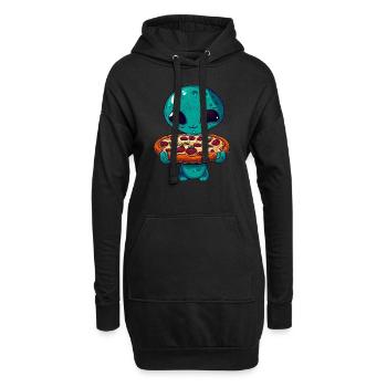 Alien Pizza Genuss: Außerirdischer Fast Food Fan - Hoodie-Kleid - Schwarz - Vorne