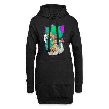 Katze Chaton Monstre Chat - Sweat-shirt à capuche long Femme - noir - Devant