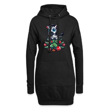 Süßes Zebra Weihnachtsbaum Skurriler Weihnachtsman - Hoodie-Kleid - Schwarz - Vorne
