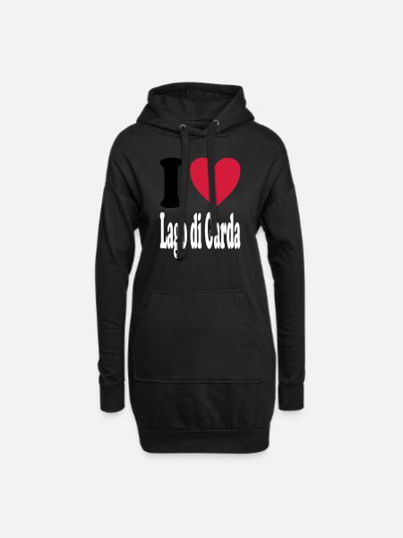 I love Lago di Garda (Alle Farben!) - Hoodie-Kleid - Schwarz