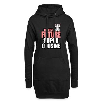 je suis la future super cousine - Sweat-shirt à capuche long Femme - noir - Devant