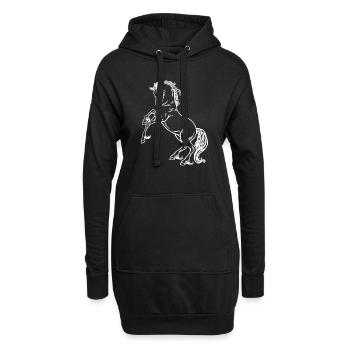 Pferd Pony Rappe Hengst Stute Wallach Warmblut - Hoodie-Kleid - Schwarz - Vorne