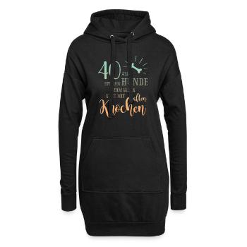 40 Hunde spielen zum Glück auch mit alten Knochen - Hoodie-Kleid - Schwarz - Vorne