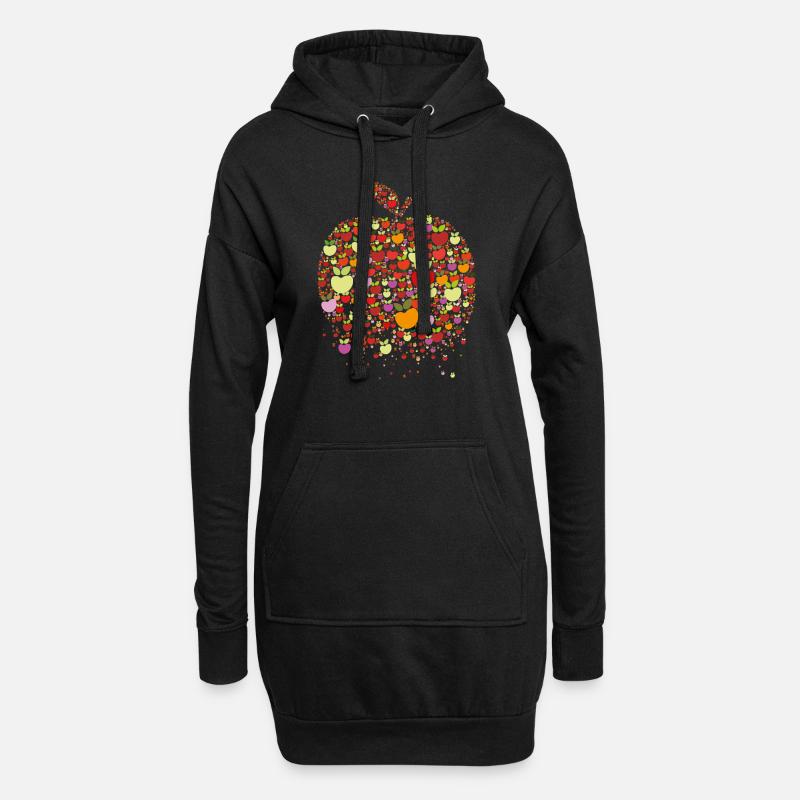Apfel - Hoodie-Kleid - Schwarz