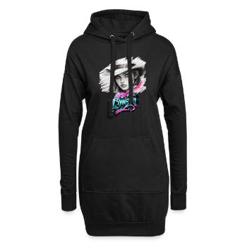 Cowboy , Pferdemädchen mit Cowboyhut - Hoodie-Kleid - Schwarz - Vorne