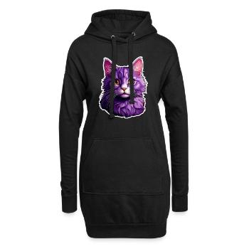Katze modernes Design - Hoodie-Kleid - Schwarz - Vorne