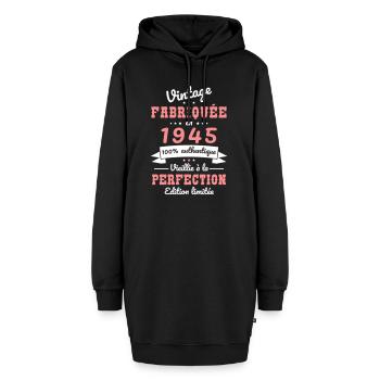 Anniversaire 80 ans - Vintage 1945 - Sweat-shirt à capuche long Femme - noir - Devant