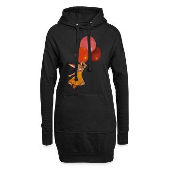 Lapin avec ballons - Sweat-shirt à capuche long Femme - noir - Devant