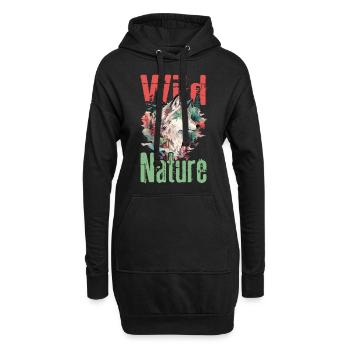 Loup loup tête prédateur Nature sauvage Coloré Art - Sweat-shirt à capuche long Femme - noir - Devant