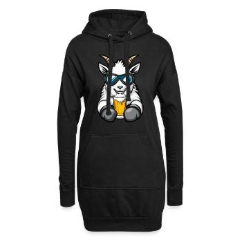 Chèvre de montagne Après-ski Bière Chèvre Bande dessinée - Sweat-shirt à capuche long Femme - noir - Devant