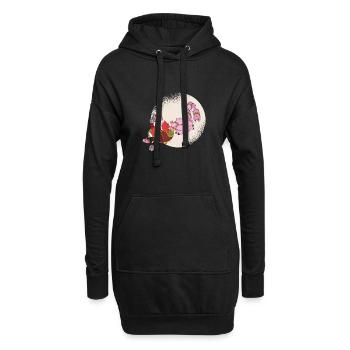 Santa and Pigs - Weihnachtsmann mit Schweinen - Hoodie-Kleid - Schwarz - Vorne