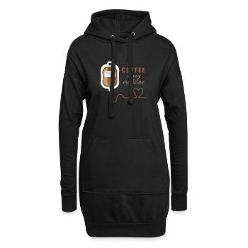 le café est mon médicament - Sweat-shirt à capuche long Femme - noir - Devant