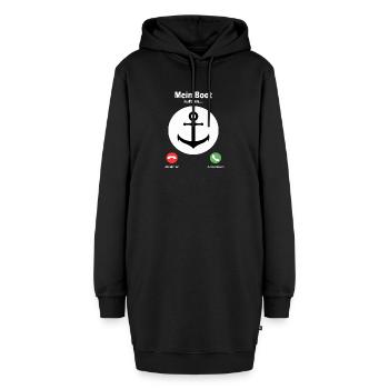 Mon bateau appelle - Tshirt drôle - Sweat-shirt à capuche long Femme - noir - Devant