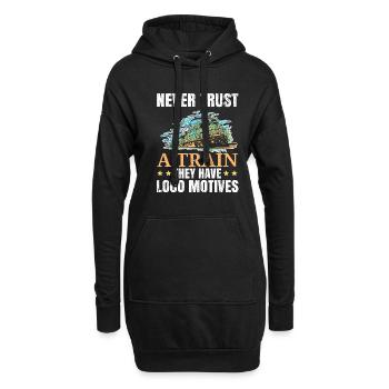 Ne faites jamais confiance à un train Vous avez des motifs de locomotive - Sweat-shirt à capuche long Femme - noir - Devant