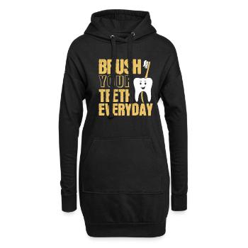 Putzen Sie Ihre Zähne jeden Tag Zahnarzt Zahnarzt - Hoodie-Kleid - Schwarz - Vorne