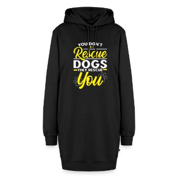 Du rettest keine Hunde, sie retten dich - Hoodie-Kleid - Schwarz - Vorne