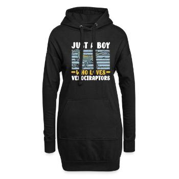 Just A Boy Who Loves Velociraptors Dinosaur Dino - Hoodie-Kleid - Schwarz - Vorne