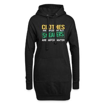 Les vêtements sont importants, mais les baskets sont importantes - Sweat-shirt à capuche long Femme - noir - Devant