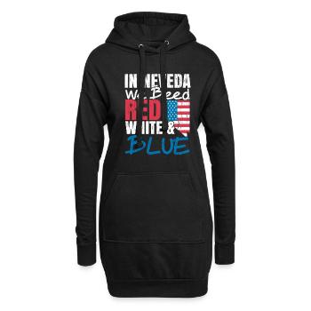 Dans le Nevada, nous saigneons blanc et bleu USA Amérique - Sweat-shirt à capuche long Femme - noir - Devant