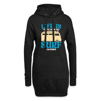 Life Is Better When You Surf USA Kalifornien Surfe - Hoodie-Kleid - Schwarz - Vorne