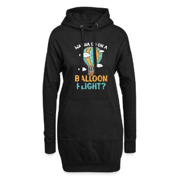 Wanna Go On A Ballonfahrt Heißluftballonfahrt - Hoodie-Kleid - Schwarz - Vorne