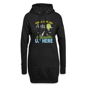 Ici, les gens voient comme des fourmis faites d’air chaud - Sweat-shirt à capuche long Femme - noir - Devant