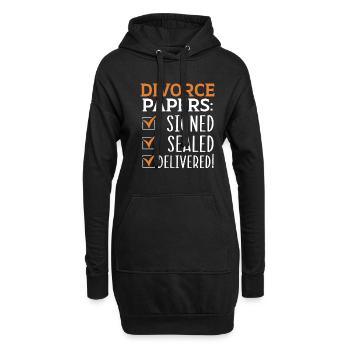 Papiers de divorce : signés, scellés et - Sweat-shirt à capuche long Femme - noir - Devant