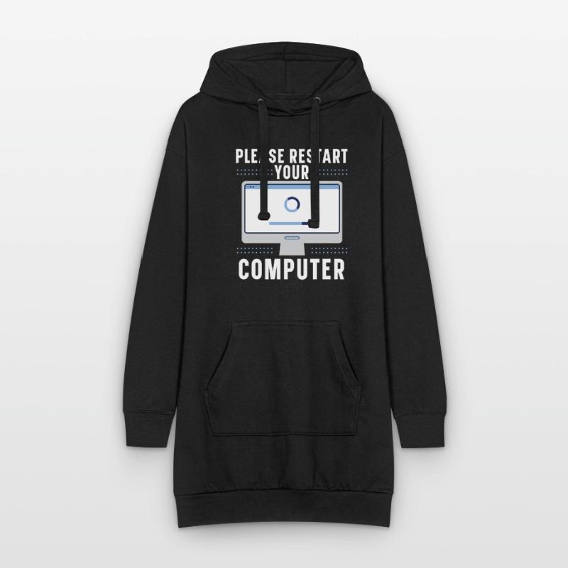 Please Restart Your Computer Coding Tech Support Hoodie-Kleid
