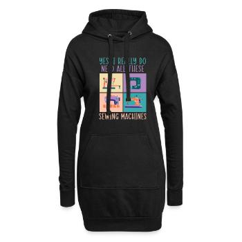 Ouais, j’ai vraiment besoin de toutes ces machines à coudre - Sweat-shirt à capuche long Femme - noir - Devant