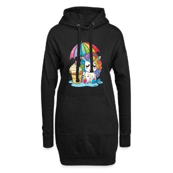 Einhorn-Träume - Regenbogenfarben zum Verlieben - Hoodie-Kleid - Schwarz - Vorne