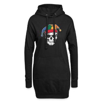 Lustiger Skull mit Narrenkappe - Hoodie-Kleid - Schwarz - Vorne
