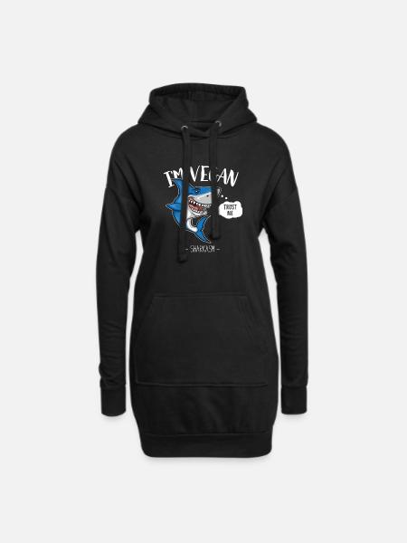 Vegetarischer Hai - Vegetarier - Humor / lustig - Hoodie-Kleid - Schwarz